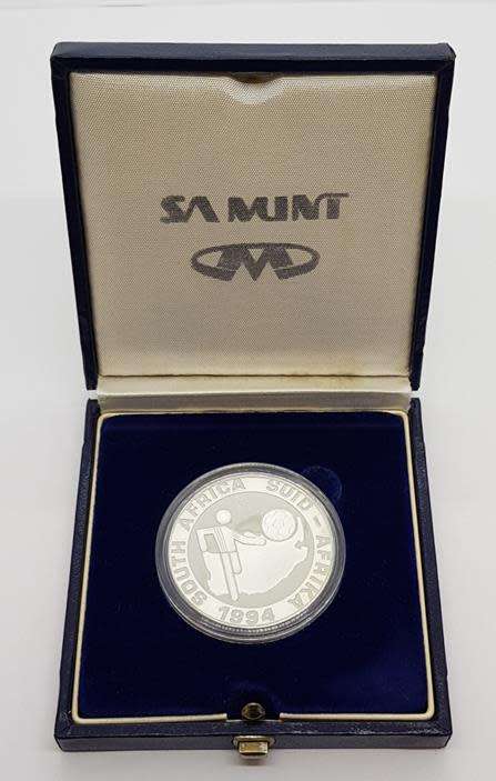 1994 Soccer World Cup Silver Commemorative Coin SA Mint as per photo