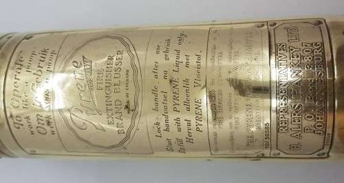 Antique Brass Pyrene Fire Extinguisher with Mounting Bracket as per photo