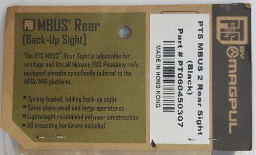 Magpul MBUS Rear Back Up Sight, Sealed