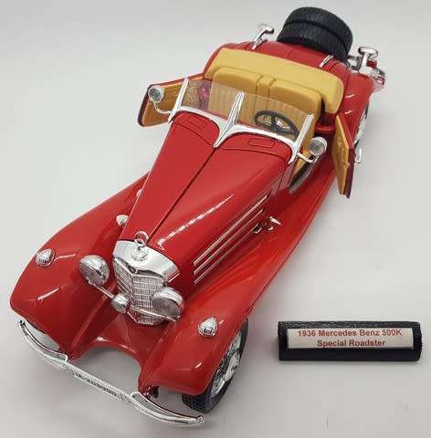 1936 Mercedes Benz 500k Roadster scale 1:18 model car as per photo