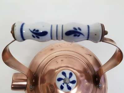 Vintage Copper Tea Kettle with Delft Handle as per photo
