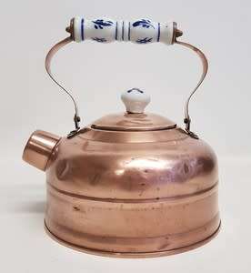 Vintage Copper Tea Kettle with Delft Handle as per photo