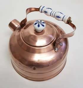 Vintage Copper Tea Kettle with Delft Handle as per photo
