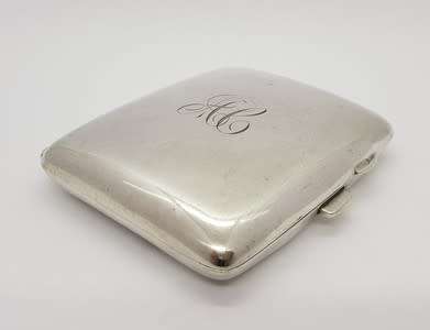 Antique Sterling Silver Hallmarked B. Bross Cigarette Case weight 73g (8.5x7cm) as per photo