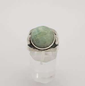 925 Sterling Silver Vintage Design Ring with Larimar Stone weight 11g
