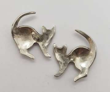 925 Sterling Silver Pussycat Earrings weight 2.3g as per photo