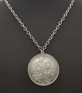 Austria Holy Roma Empire Karl VI Emperor 1711-1740 Coin Pendant and Chain weight 54.3g  as per photo