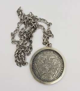 Austria Holy Roma Empire Karl VI Emperor 1711-1740 Coin Pendant and Chain weight 54.3g  as per photo