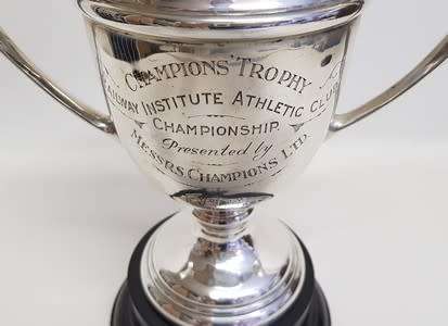 Sterling Silver Vintage Railway Institute Athletics Club Trophy, weight 419.8g icl base excl base
