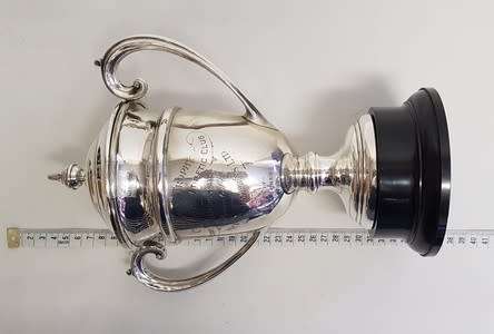 Sterling Silver Vintage Railway Institute Athletics Club Trophy, weight 419.8g icl base excl base