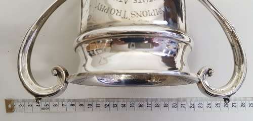 Sterling Silver Vintage Railway Institute Athletics Club Trophy, weight 419.8g icl base excl base