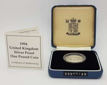 1994 United Kingdom Silver Proof One Pound Coin as per photo