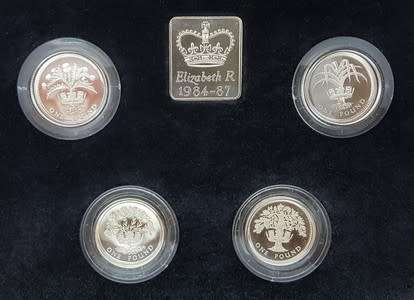 1984-1987 United Kingdom 1 Pound Silver Proof Collection as per photo