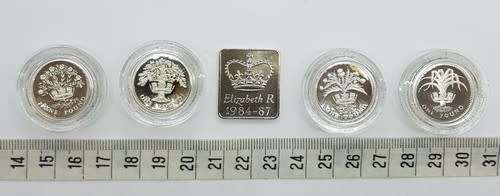 1984-1987 United Kingdom 1 Pound Silver Proof Collection as per photo