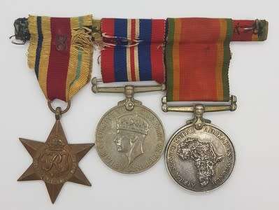 Set of 3 Medals awarded to CJ Spangenberg 107495 incl War, Africa service and Africa star medals asp