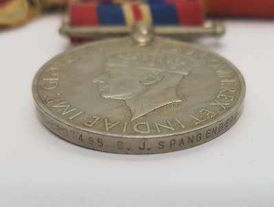 Set of 3 Medals awarded to CJ Spangenberg 107495 incl War, Africa service and Africa star medals asp