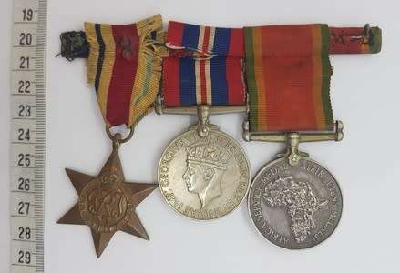 Set of 3 Medals awarded to CJ Spangenberg 107495 incl War, Africa service and Africa star medals asp