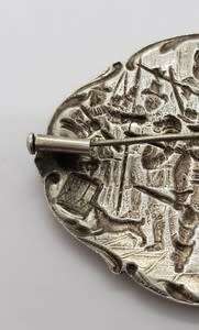 Antique Dutch Repousse Brooch - Silver 900 - Rembrandt`s Night Watch weight 13.5g(6cmx4cm) asp