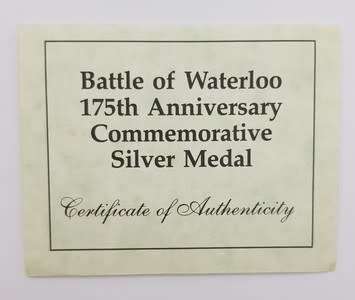 Battle of Waterloo 175th Anniversary Silver Medal 153g 925 silver as per photo
