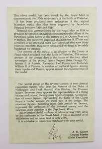 Battle of Waterloo 175th Anniversary Silver Medal 153g 925 silver as per photo