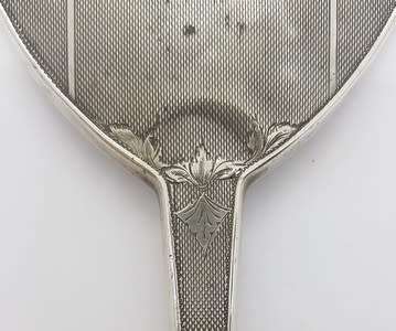 Silver hand held mirror - as per scan