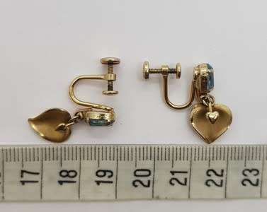 Vintage 14k Gold Overlay Screw Back Earrings with Aquamarine Stones as per photo
