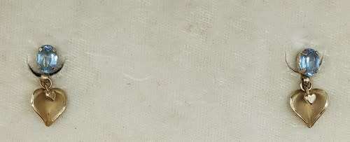 Vintage 14k Gold Overlay Screw Back Earrings with Aquamarine Stones as per photo