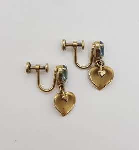 Vintage 14k Gold Overlay Screw Back Earrings with Aquamarine Stones as per photo