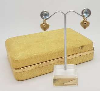 Vintage 14k Gold Overlay Screw Back Earrings with Aquamarine Stones as per photo