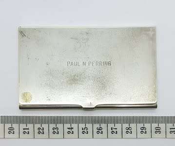 Card case by Reed and Barton with inscription
