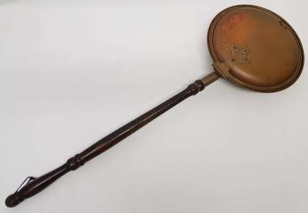 Vintage brass bed warmer made in Britain as per photo