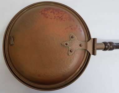 Vintage brass bed warmer made in Britain as per photo