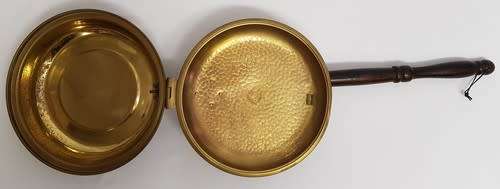 Vintage brass bed warmer made in Britain as per photo