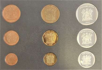 1999 South Africa Strelitzia (bird of paradise) Proof Coin Set as per photo