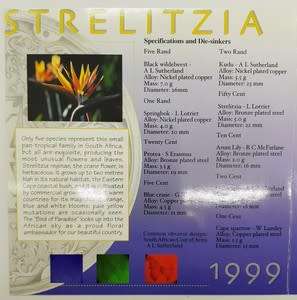 1999 South Africa Strelitzia (bird of paradise) Proof Coin Set as per photo