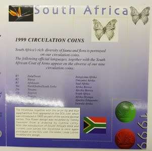 1999 South Africa Strelitzia (bird of paradise) Proof Coin Set as per photo