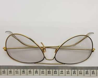 Vintage Joanna 18KGP glasses in holder - nose piece missing - as per photo