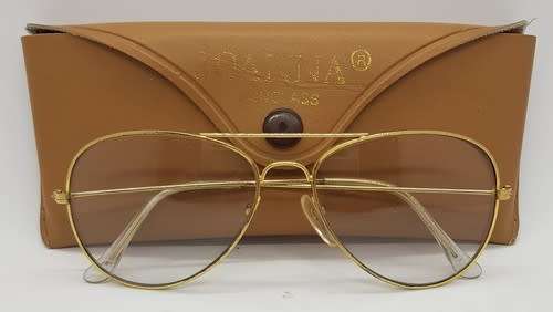 Vintage Joanna 18KGP glasses in holder - nose piece missing - as per photo