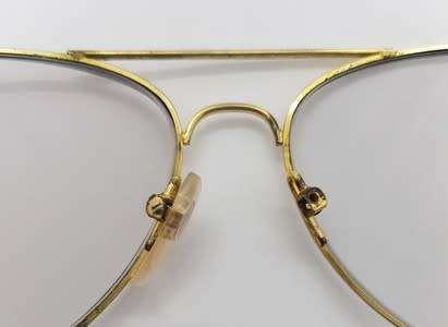 Vintage Joanna 18KGP glasses in holder - nose piece missing - as per photo