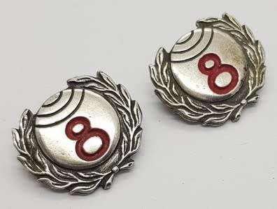 Pair of Lawn Bowls Badges No: 8 as per photo