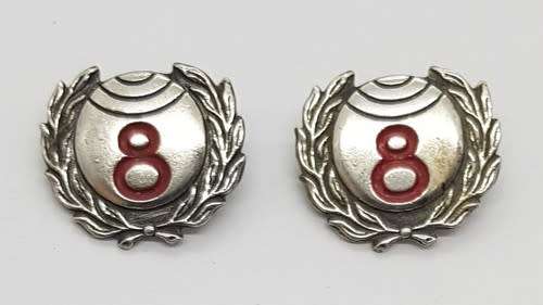 Pair of Lawn Bowls Badges No: 8 as per photo
