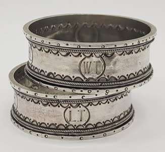 Pair of Antique Napkin Rings in original box 800 silver weight 35g as per photo