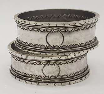 Pair of Antique Napkin Rings in original box 800 silver weight 35g as per photo