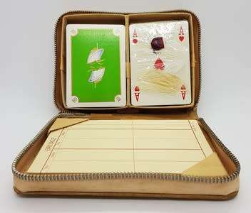 M.V. Athlone Castle Bridge / card game in leather pouch - as per photo