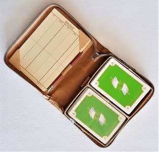 M.V. Athlone Castle Bridge / card game in leather pouch - as per photo