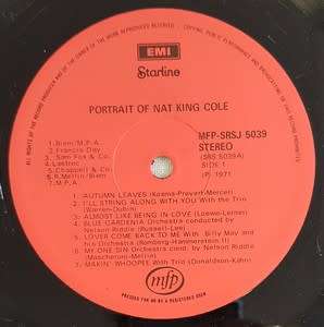 Portrait of Nat King Cole Lp - as per photo