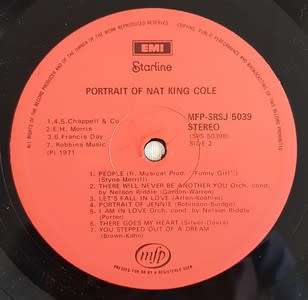 Portrait of Nat King Cole Lp - as per photo