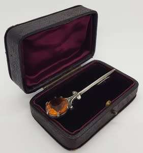 Vintage Scottish Silver Citrine Hallmarked Kilt Pin/Brooch 7cm weight 6.5g as per photo