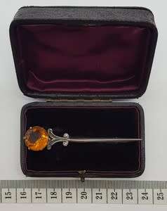 Vintage Scottish Silver Citrine Hallmarked Kilt Pin/Brooch 7cm weight 6.5g as per photo