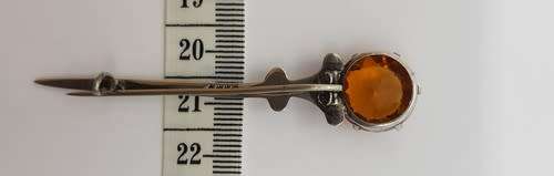 Vintage Scottish Silver Citrine Hallmarked Kilt Pin/Brooch 7cm weight 6.5g as per photo